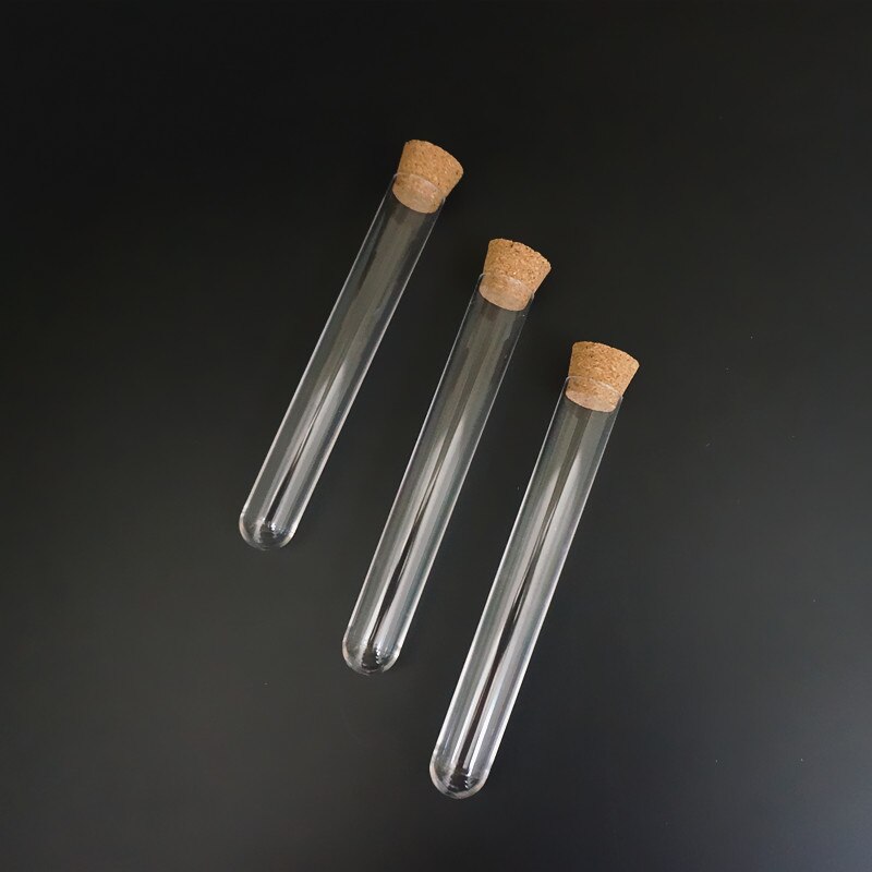 Tube à essai en plastique de laboratoire 15x100mm, avec bouchon en bois de liège, bouteille rechargeable, d'expérimentation, 30 pièces/paquet