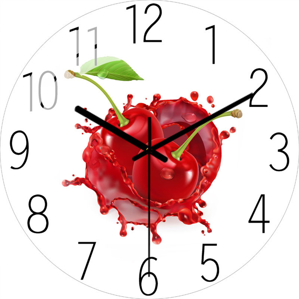 Quiet Round Fruit Wall Clock Kitchen Home Decor Water droplets Modern 3D Clocks for Living Room Decoration Accessories: 5 30cm