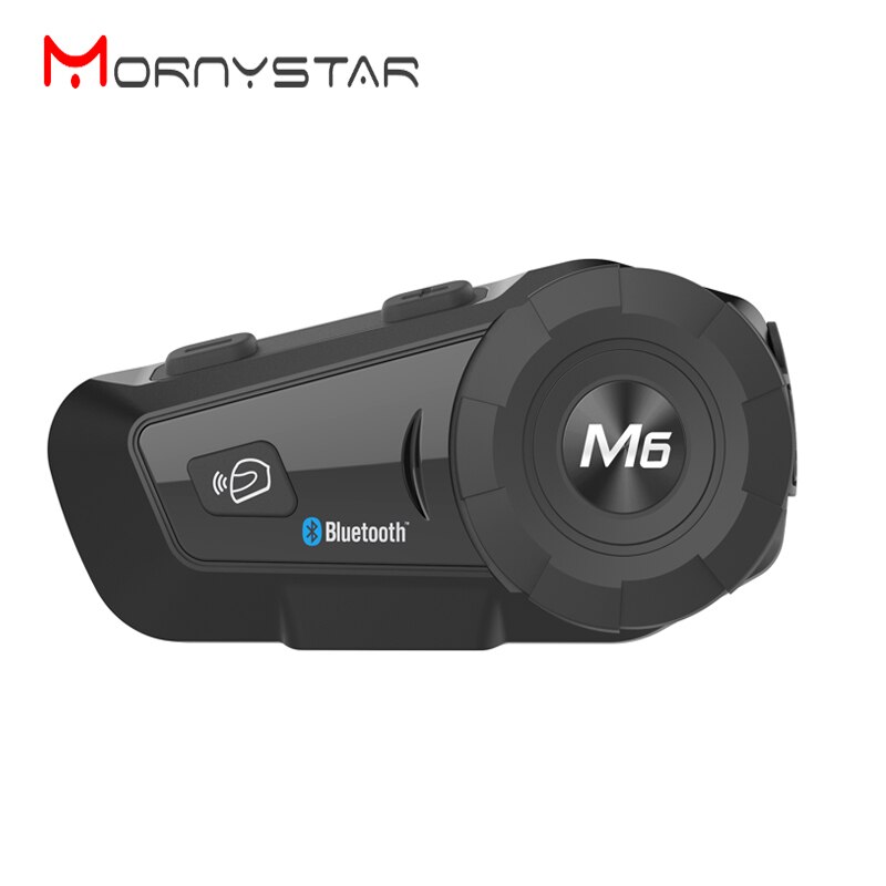 M6 Plus 1000m Motorcycle Bluetooth Helmet Intercom Headset MP3 FM Voice Command Wired To 2 Way Radio Handsfree BT Interphone: black