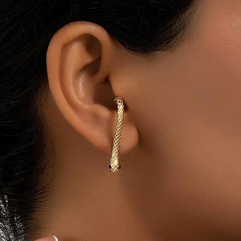 Pendientes de bobinado en forma de serpiente para hombres y mujeres, Color dorado, Vintage, Punk, Animal, Metal, fresco, hip hop, joyería de ,