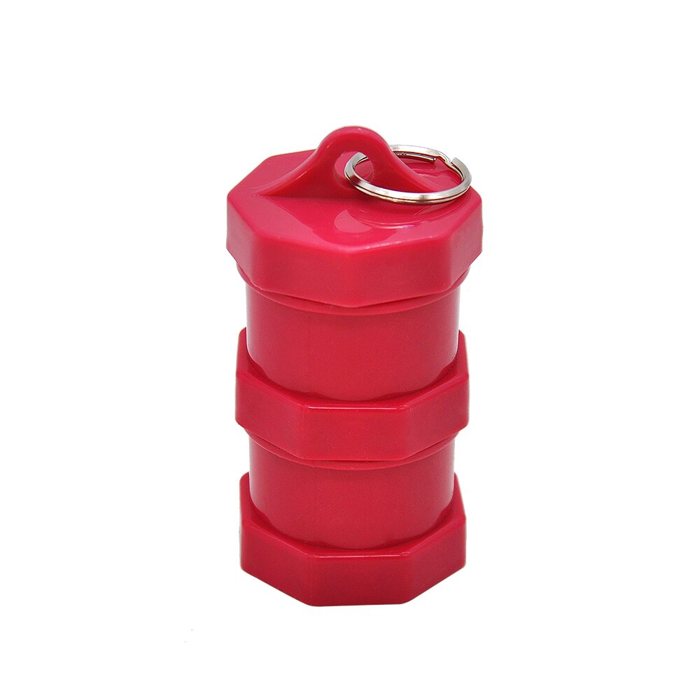 Zwart Plastic Pillendoosje Drug Case Luchtdicht Geur-Proof Stash Pot Met Metalen Ring Kruid Container Storage Case: Rood