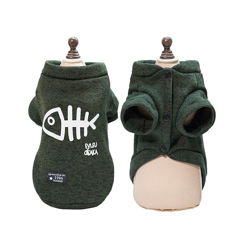 Efterår vinter varmt tøj til små katte hunde trykt katte kostumer killing killing frakke jakke sweatshirt kæledyr kat tøj outfits: Grøn / Xl