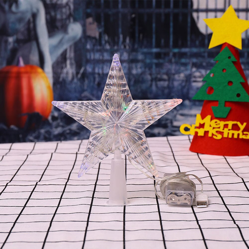 LED Star Light Meteor Five-pointed Lamp Christmas Tree Top Lights For Xmas Wedding Fairy Decorative Lights Festival Party Decor