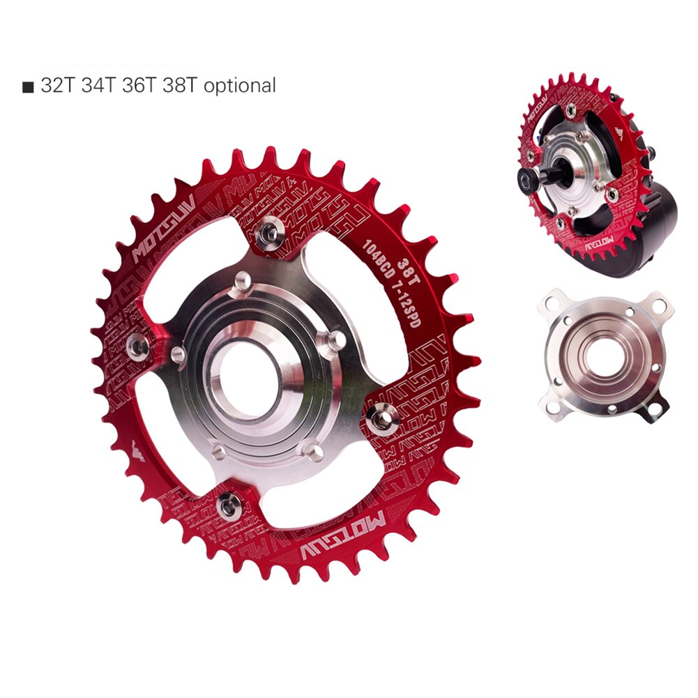 Plato y adaptador para bicicleta eléctrica Tongsheng, piezas de 32T/34T/36T/38T, 104BCD
