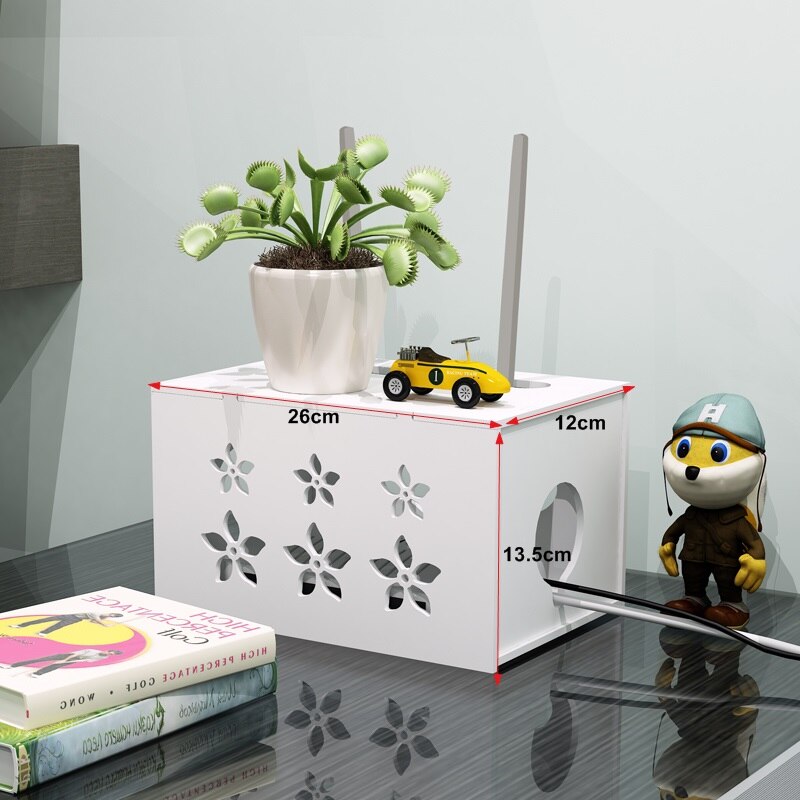 Desk White Wifi Router Storage Boxes Cable Power Plug Wire Office Mounted Shelf Storage Rack DVD Player organizer: Flower world 1 layer