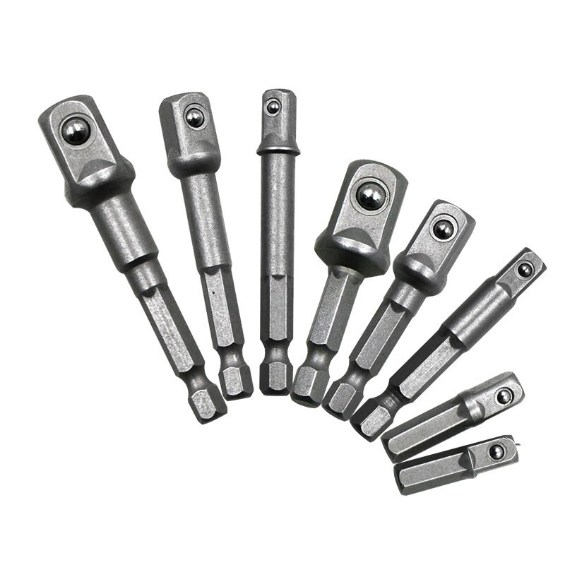 3pc 8pc poran hylsysovitin iskunvaimentimelle, jossa on kuusiokolon muotoinen neliömäinen hylsyporanterän palkin jatke 1/4 " 3/8 " 1/2 -bittinen sarja: 8 kpl setti  (25-73mm)