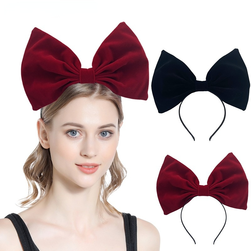 Meisjes Vrouwen Grote Bogen Hoofdbanden Haarbanden Haarhoepel Bruiloft Carnaval Feestkostuum Accessoires Rood Zwart