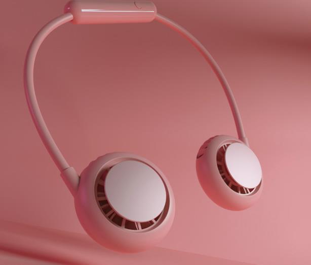 Xiaomi hängande hals fläkt usb kylfläkt säkerhetsfläkt elektrisk fläkt utomhus sport rese fläkt: Rosa