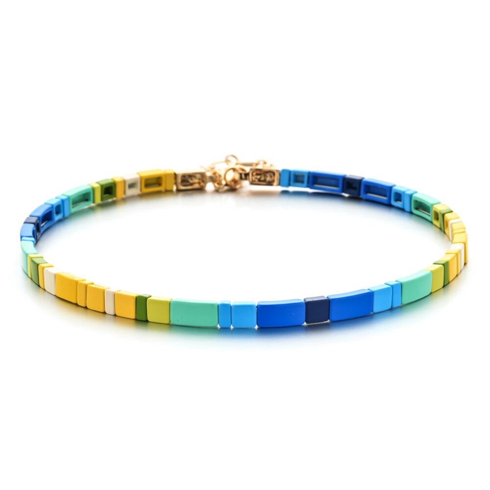 Collier ras du cou court pour femmes, perles colorées arc-en-ciel, pour la plage, bricolage, bijoux pour filles, de fête,: SL1263