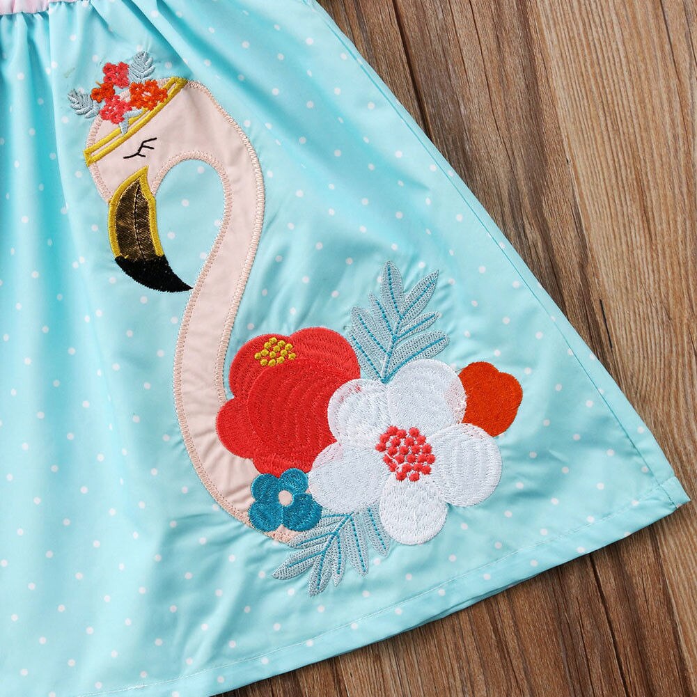 1-6 år sommer baby pige flamingo print stribet baby pige kjole børn dyr afslappet kjole småbørn solgrej tøj