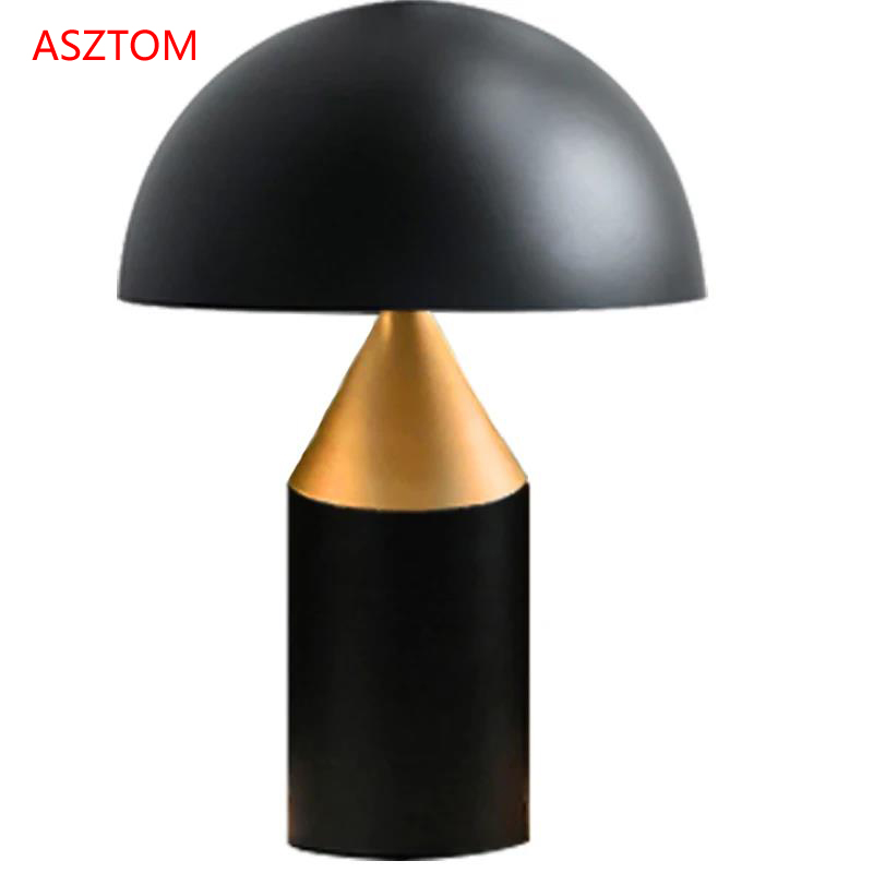 Dia25cm Black White Gold table Lamp mushroom Lamp for Bedroom Study Living Room Decoration Desk lamp: black / green
