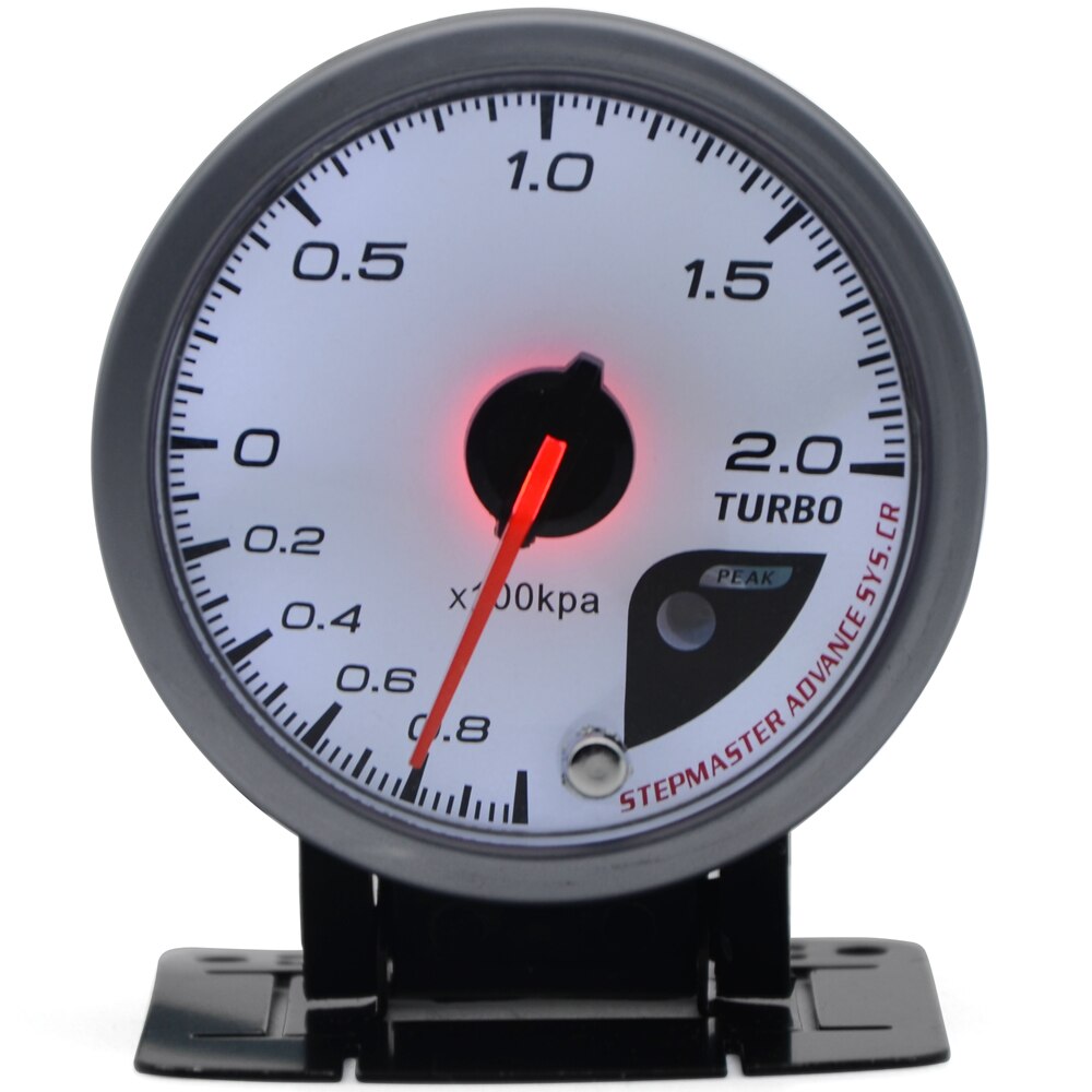 Dragon Gauge 60MM 2.0 BAR Boost Turbo Gauge White Face Dual Led Color Display