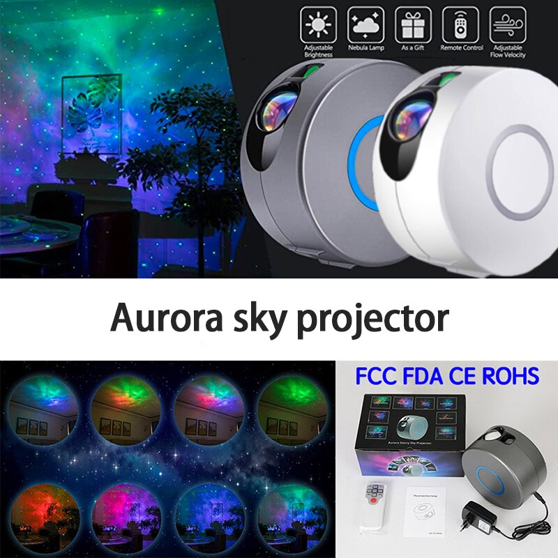 Galaxy Starry Sky Projector Rotating Water Waving Night Light LED Colorful Nebula Cloud Lamp With Remote Control For Kids