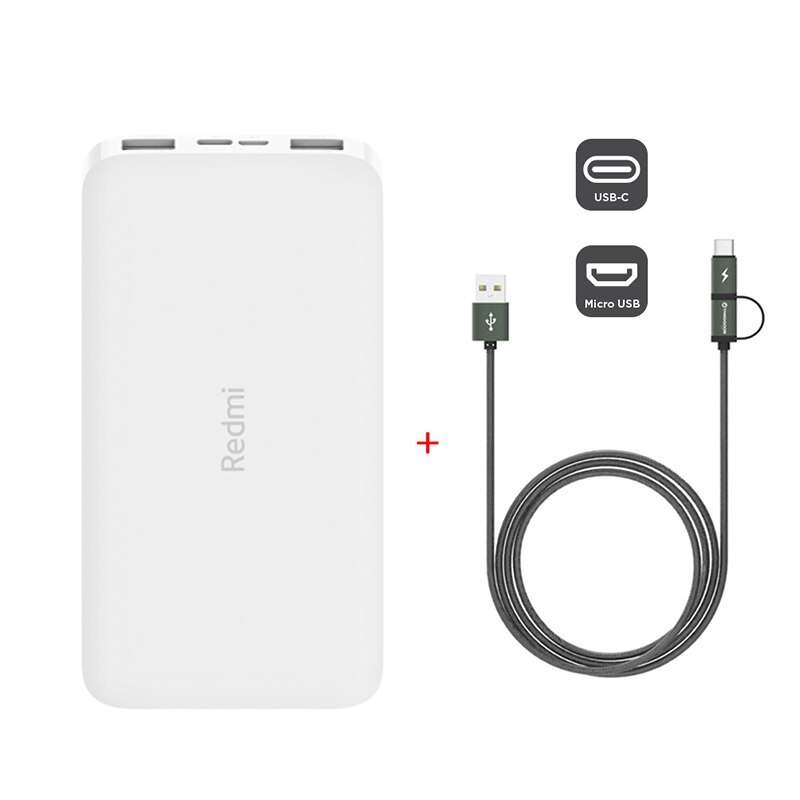 Xiao mi Red mi Power Bank 10000mAh PB100LZM USB Typ C Tragbare Lade mi Power 10000 externe batterie Poverbank: Add 2 in 1 Cable