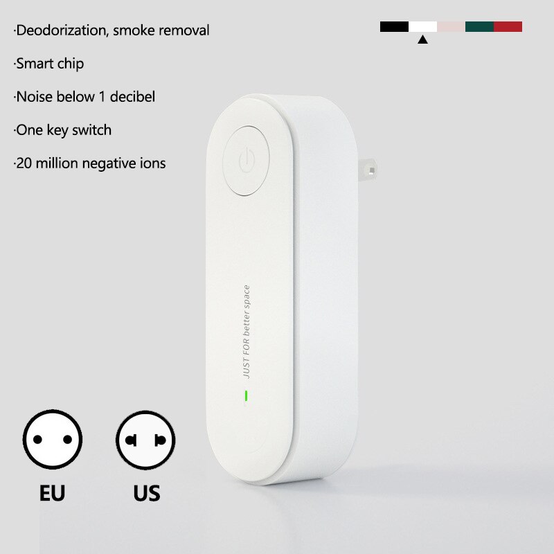 Xiaomi-purificador de aire portátil, ionizador, anión, limpiador de polvo, eliminador de humo de cigarrillos, desodorante de inodoro: EU plug / Blanco