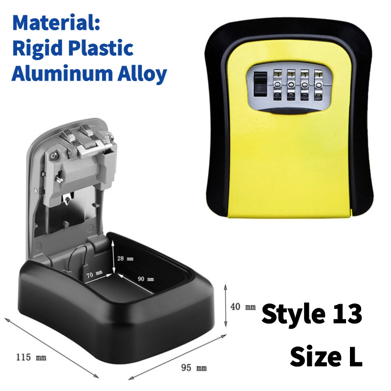 Wall Mounted Metal Alloy Key Lock Box Key Safe Box Weatherproof 4 Digit Combination Key Storage Security Lock Box Indoor Outdoor: RED