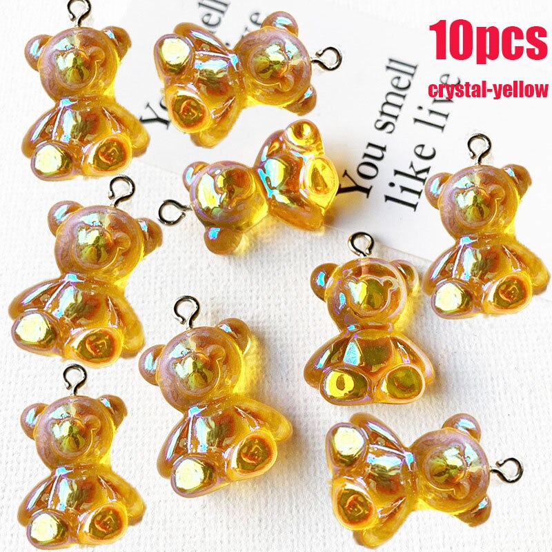 Schattige gummybeer hanger bedels voor ketting armband oorbellen sieraden doe-het-zelf bevindingen kristal kleur beren kerst 2.2 x 1.1cm: 10 stuks m