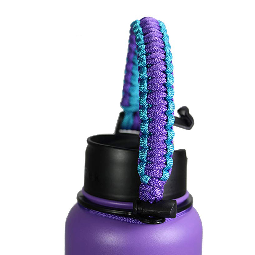 Paracorde pour bouteille d&#39;eau de randonnée avec anneau, sangle à large bouche, accessoires de voyage tressés, porte-gobelet Simple pour Hydro-gourde