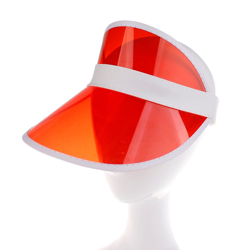 Zomer Pvc Hoed Effen Zonneklep Party Casual Hoed Clear Plastic Volwassen Vrouwen Dames Zonnebrandcrème Cap: Rood