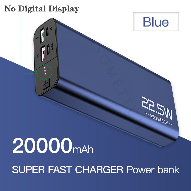 Digital Display Power Bank 20000mAh 5A Super Schnelle Ladung QC 3,0-PD 3,0 Ladegerät Power Externe Batterie Für iPhone Android