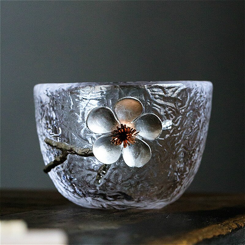 Japanse glazen theekopjes, proefkopjes met kersenbloesem, hoge temperatuur kungfu-theeservies, glaswerk voor thuis, wijnglas, drinkgerei