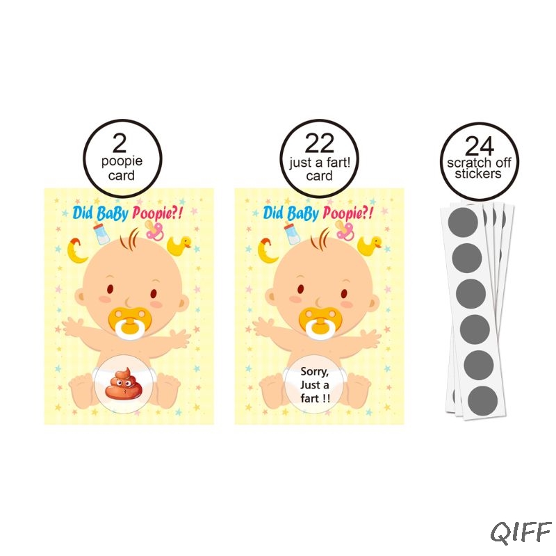 Baby Shower Scratch Off Game Raffle Card Gender Neutral Boy Girl Funny Activity