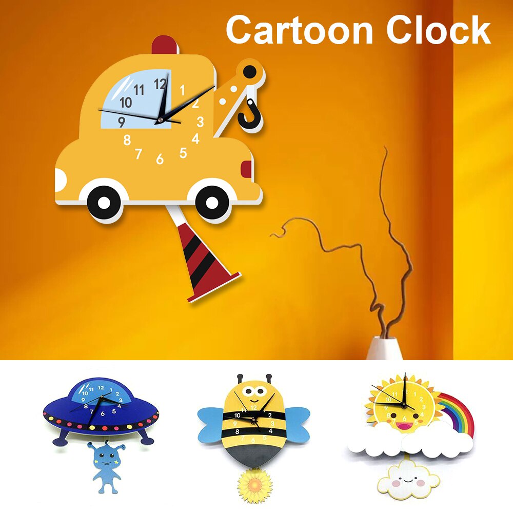 Home Decoration Cartoon Wall Clock Cartoon 3D DIY Large Decorative Wall Clocks Watch Wall Unique