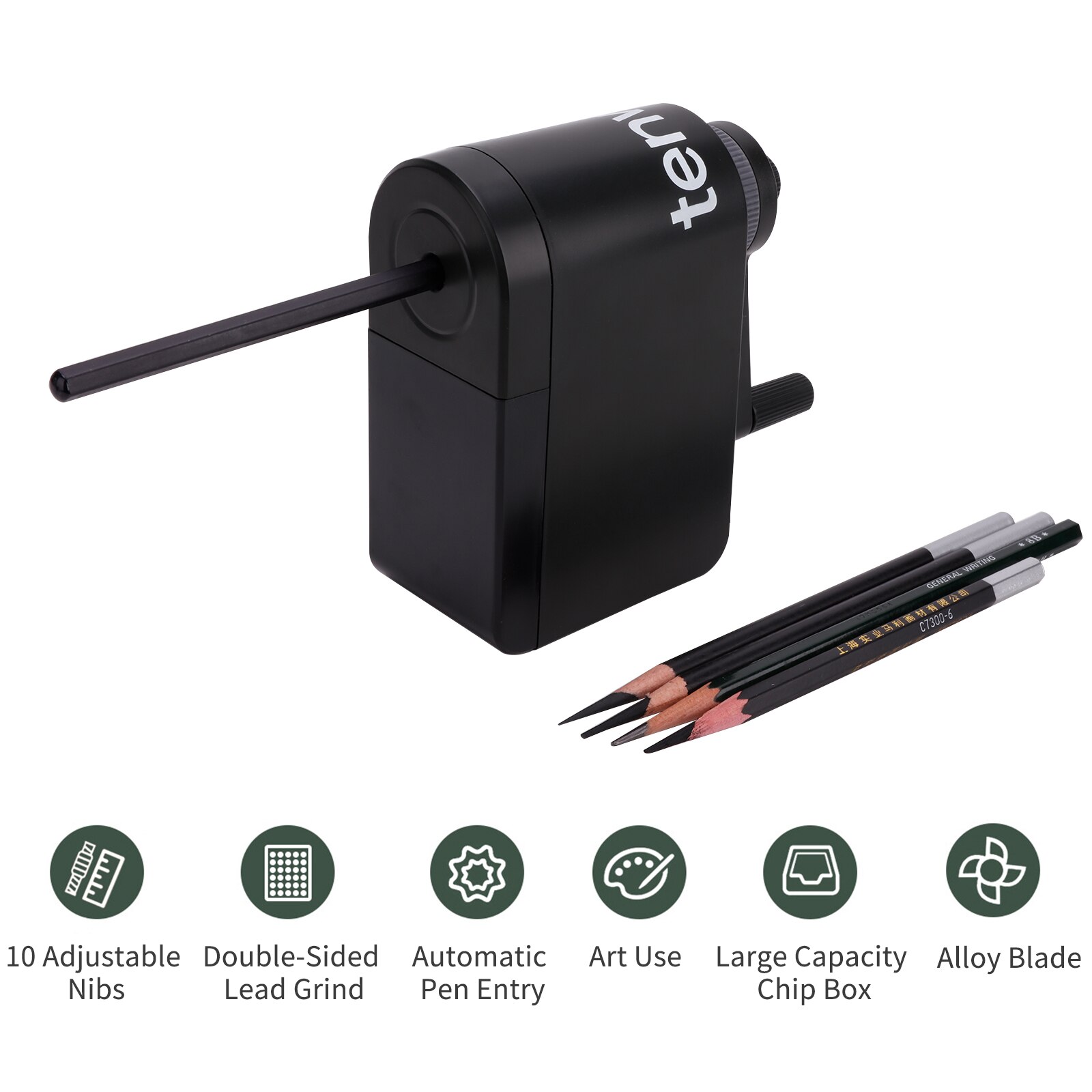 Adjustable Manual Pencil Sharpener Hand Crank Pencil Sharpener Sharpness for 6.5-8mm Pencil for Students School Office Supplies