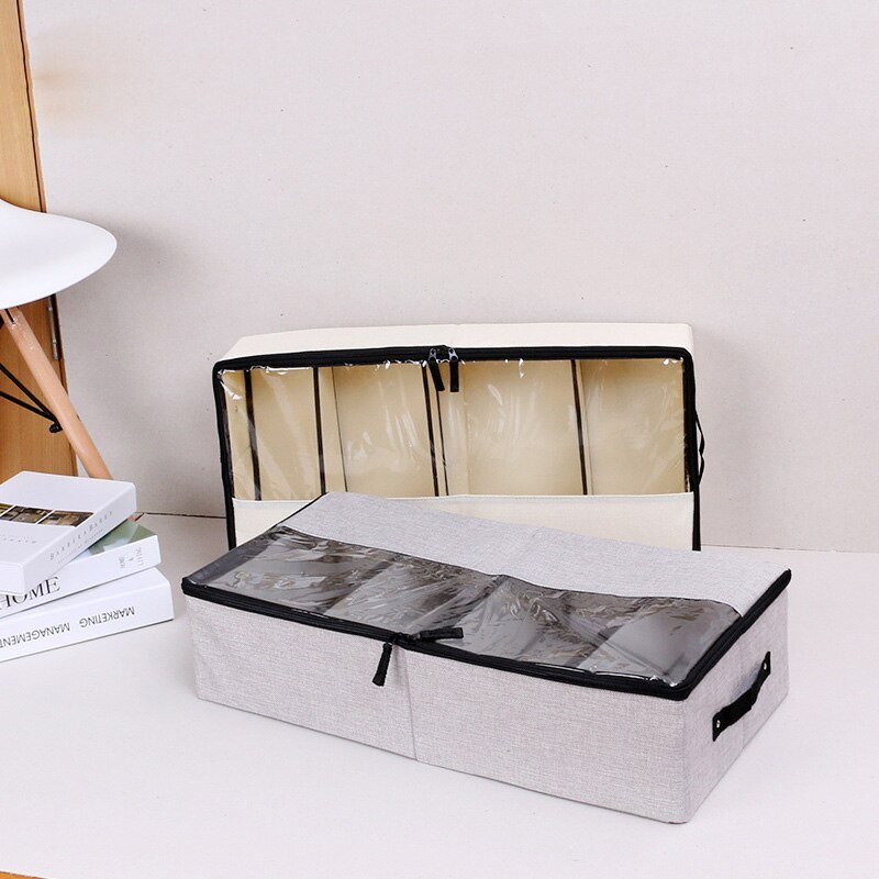 Opvouwbare raster schoenendoos opbergtas dikke stof transparante schoenendoos stof bed bodem schoen opbergdoos