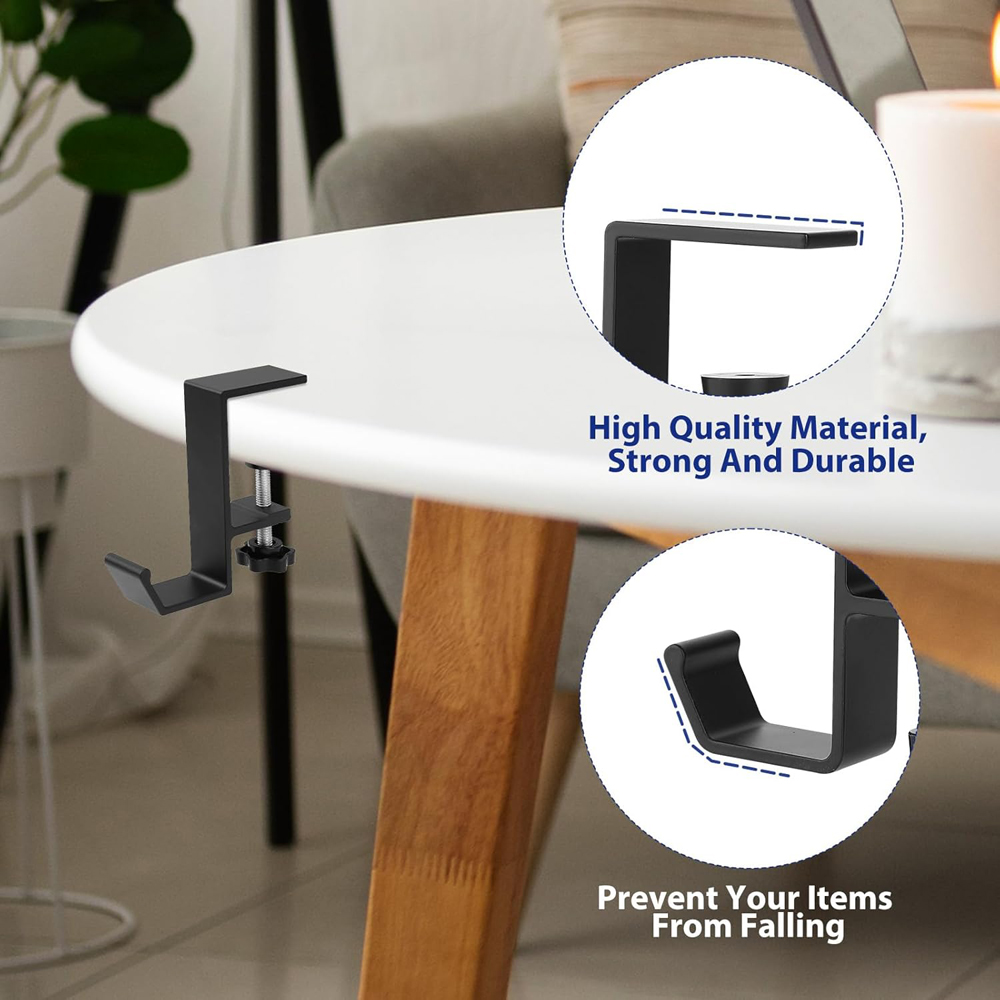 Metal Adjustable Desk Edge Hook Gaming Headset Desk Hanger Backpack Storage Hanging Hook Holder Punch-free Home Office Organizer