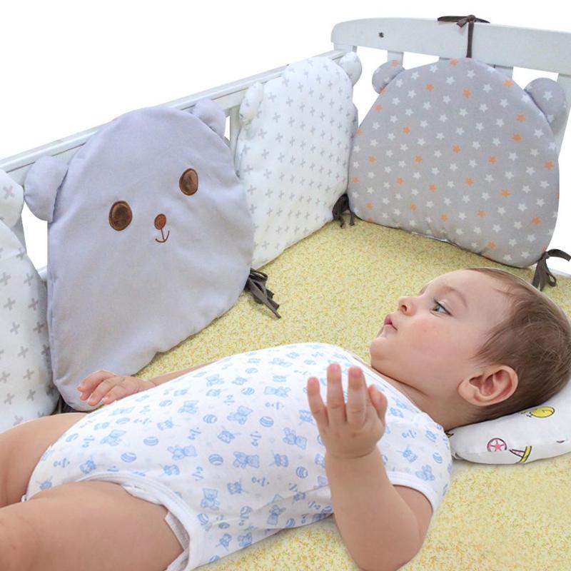 6 stk / sæt tegneserie sengetøjspuder lille barn bomuldsbeskytter kofangere baby sikkerhed anti-kollisionsbeskyttelse gratis kombinationsmåtte