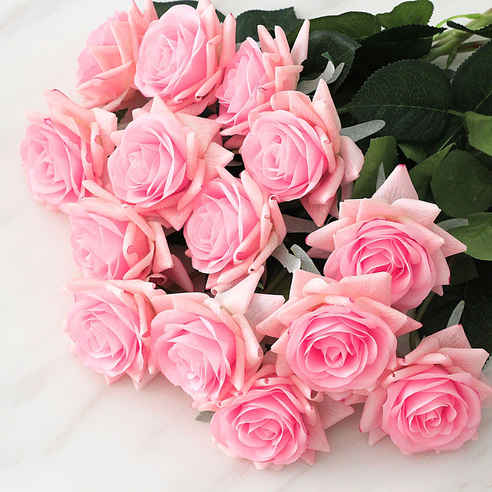15 Stks/partij Kunstbloemen Decor Rose Latex Bloem Woondecoratie Real Touch Rose Bruiloft Bruidsboeket Bloem: Dark pink