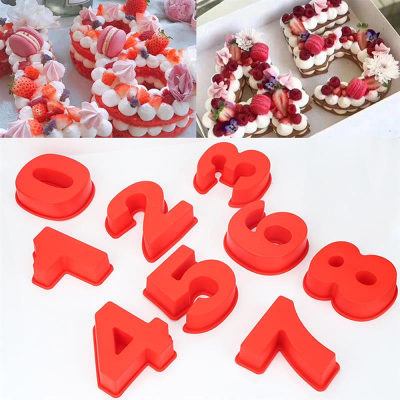 Large Silicone Cake Mold Baking Pan For Birthday Festival Cake Decoration Tools 0-9 Number Cake Mold Digital Fondant Cake Mould