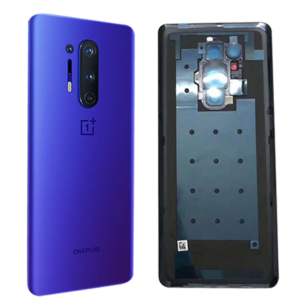 Original Back Glass Cover Oneplus 8 Battery Cover 1+8 Rear Glass Door Housing Case For Oneplus 8 Pro Battery Cover+Camera Lens: 8pro blue with lens