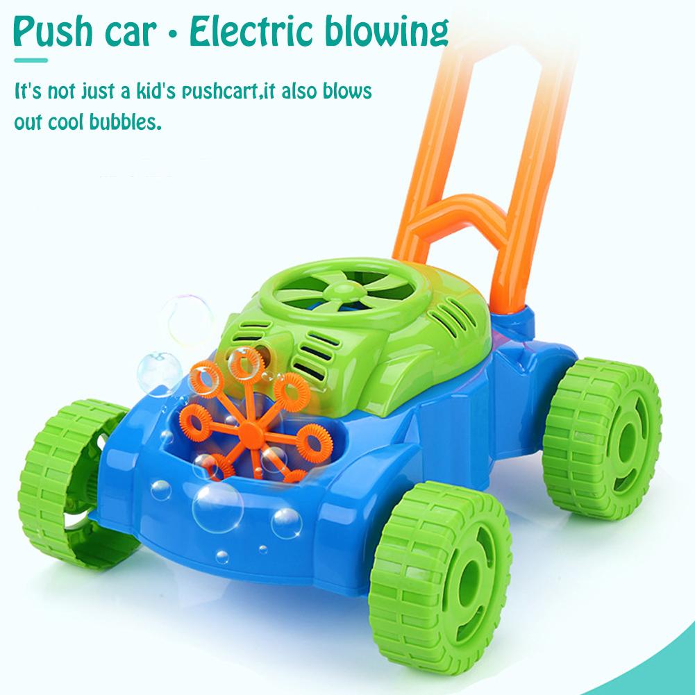 Electronic Bubble Mower Walker Bubble Blower Machine with Music Outdoor Game Push Toys for Children Kids