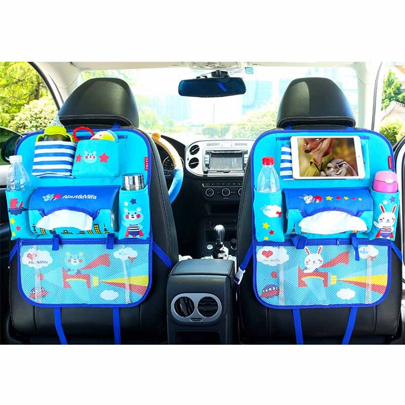 Sac de rangement pour siège de voiture, mignon dessin animé ours chat, sacs de rangement suspendus pour voiture, style de voiture de poche pour enfants