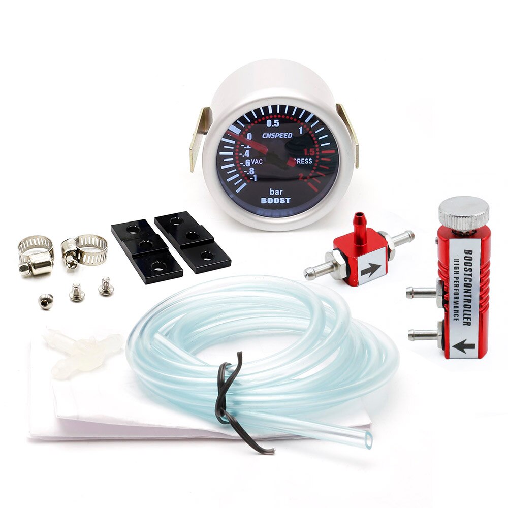 Cnspeed 2 " 52mm bil turbo rökmätare len -1-2 med justerbar auto turbo kit psi 1-30 in- hyttpulsregulator  yc101310: Röd