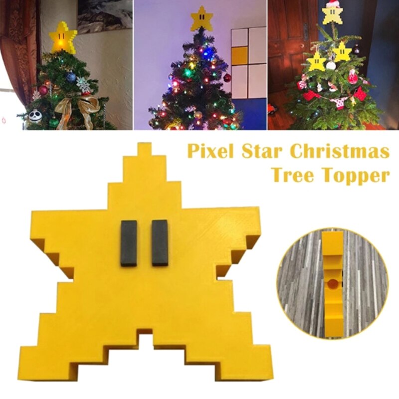 3D Pixel Stern Weihnachten Baum Deckel Klassische Spiel Ornament für Weihnachten Baum Dekorationen Baumkrone Weihnachten