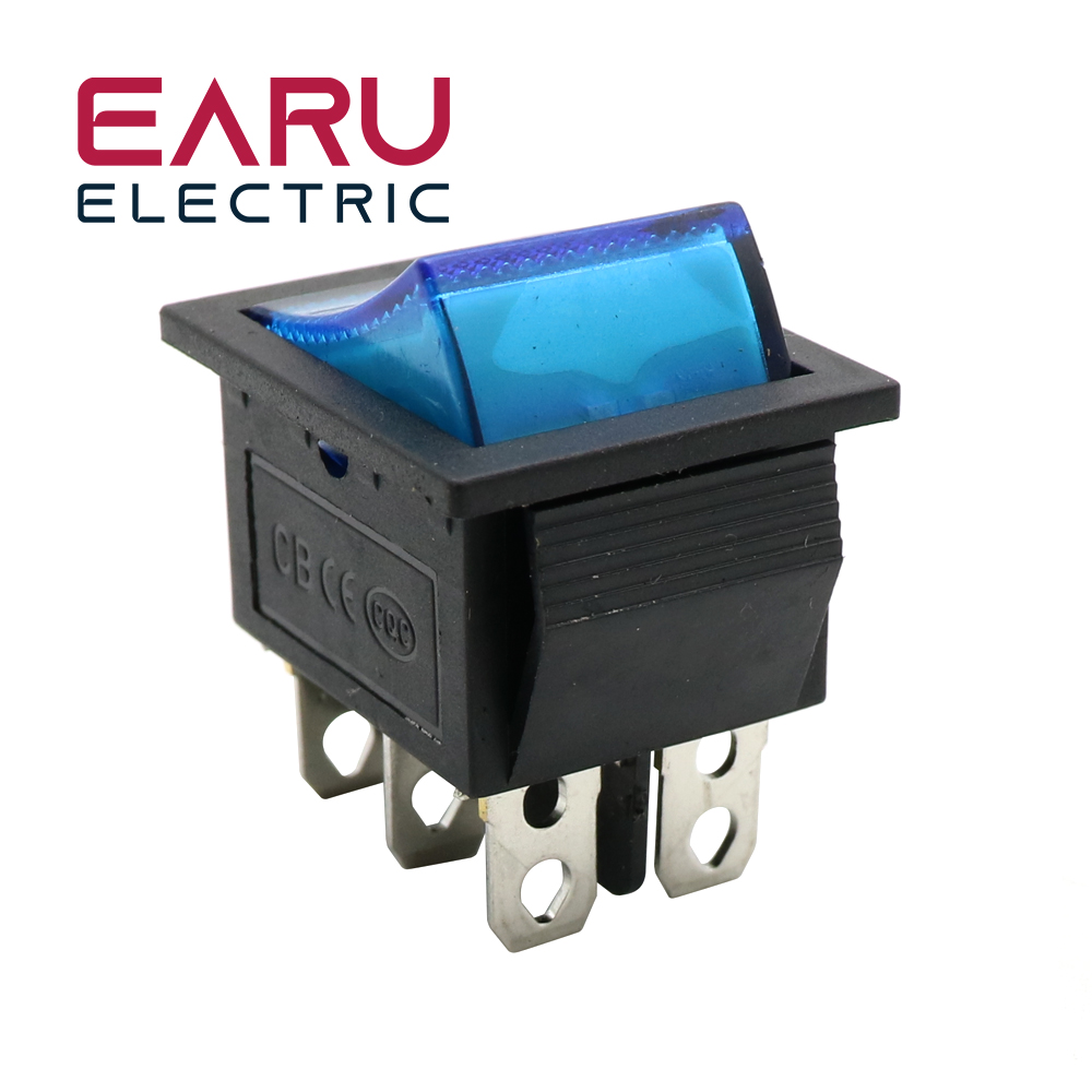 Latching Rocker Switch Power Switch I/O 4 Pins With Light 16A 250VAC 20A 125VAC KCD4 DPST Red Yellow Green Blue Black Boat