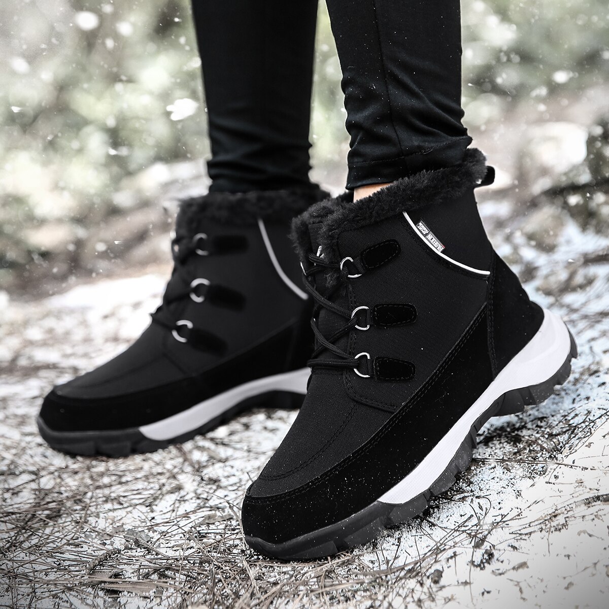 Sneakers dames winter sneeuwlaarzen hoge schoenen casual dames waterdicht warm dames wit zwart wandelschoenen sport