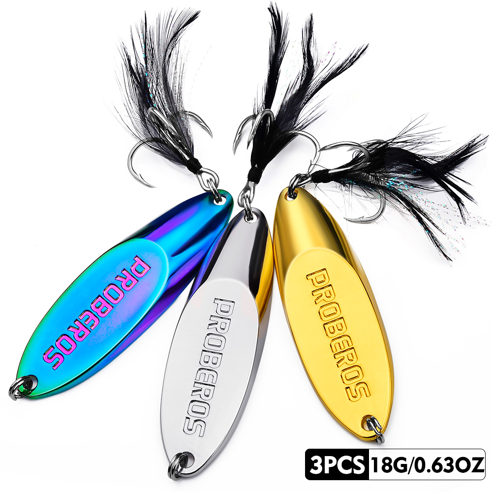 Cebo de lentejuelas de Metal de 3 piezas con ganchos reforzados y lentejuelas biseladas-cuchara larga para cebo de natación Artificial y acción oscilante: Borgoña