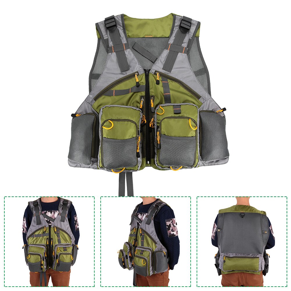 Multi-Pockets Fly Fishing Jacket Vest Outdoor Mesh Fishing Vest Pack Waistcoat Jacket Adjustable Men Fly Fishing Vest