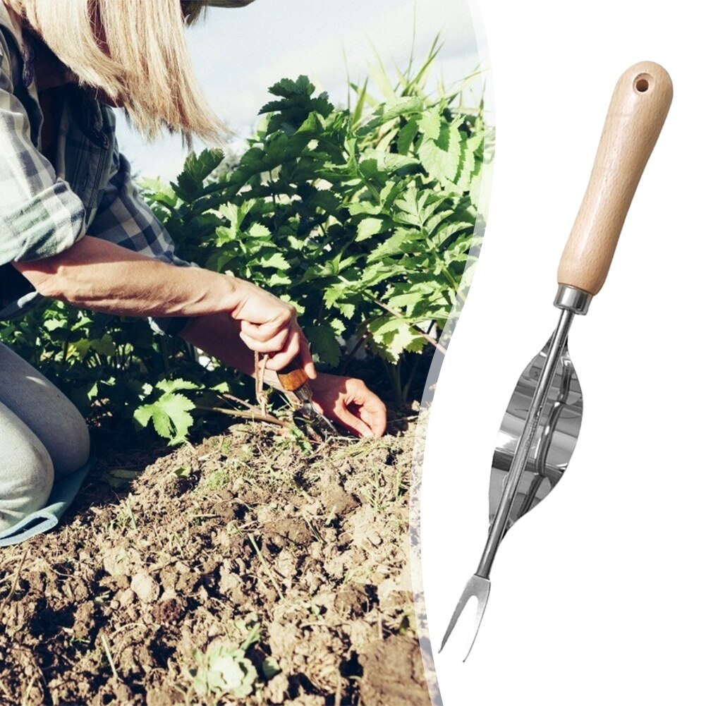 Wood Handle Stainless Steel Garden Weeder Removal Cutter Dandelion Puller