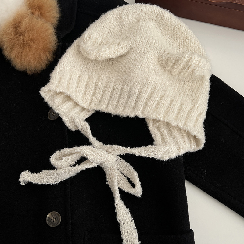 Japanse Kawaii Vrouwen Hoeden Schattige Beer Oren Pluche Mutsen Herfst En Winter Warm Gehoorbescherming Gebreide Touw Bommenwerper Hoed