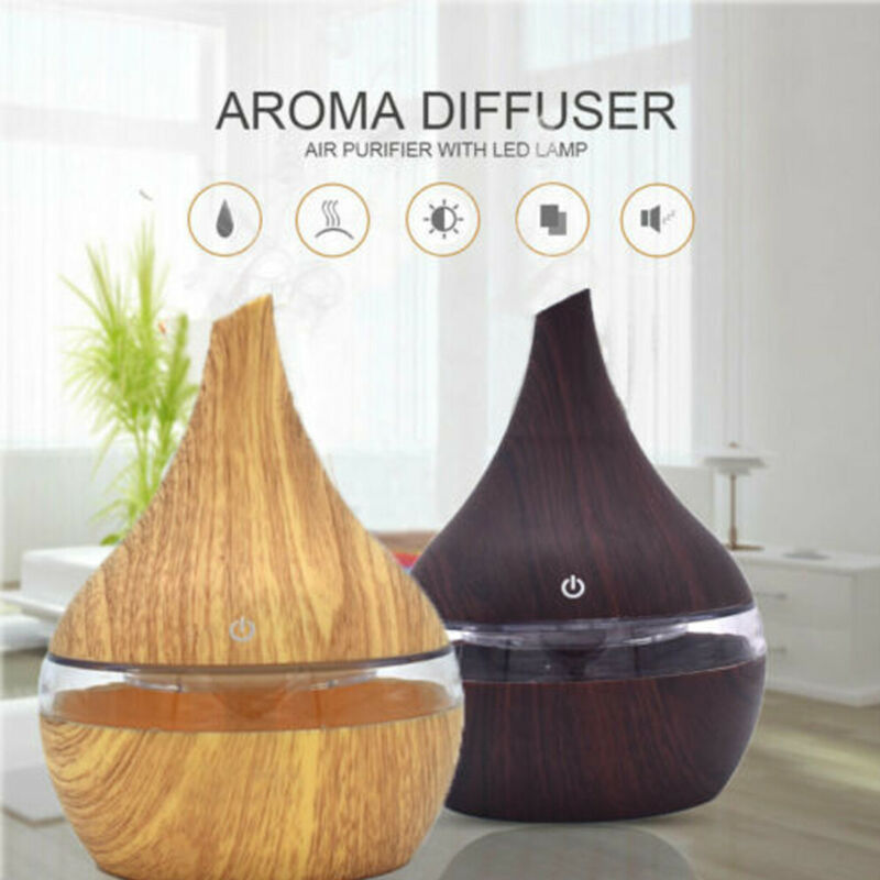 Air Aroma Essentiële Olie Diffuser Houtnerf Ultrasone Aromatherapie Luchtbevochtiger