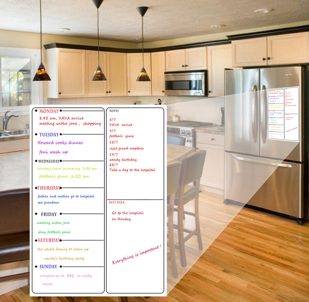 Magnetische Wöchentlich Planer Gremium für Küche Kühlschrank Trockenen Löschen Bord Monatliche Veranstalter Zu tun Liste Magnetische Notizblock Kühlschrank