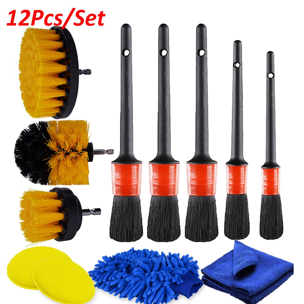 Cepillo limpiador eléctrico detallado de coches, cepillo para limpiar el borde de la rueda del neumático, rejillas de ventilación automáticas, herramientas para quitar polvo y suciedad: YELLOW