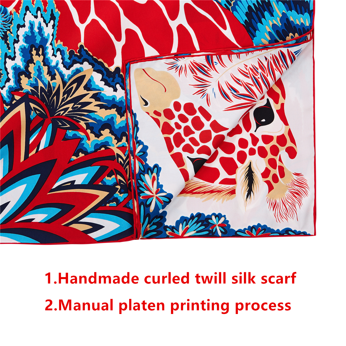 90Cm Drie Giraffen Hijab Sjaal Vrouwen Bandana Handgemaakte Gekruld Twill Zijde Vierkante Sjaal Luxe Foulard Hoofd Sjaals Sjaal
