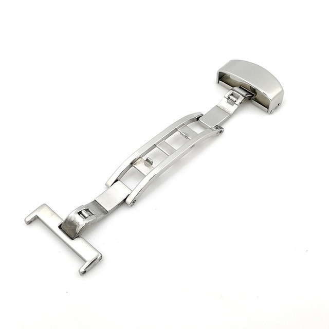 Stainless Steel Push Button Automatically Open Double Push Button Butterfly Deployment Buckle Clasp Leather Strap Buckle