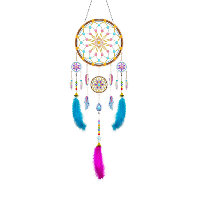 Exquisite Feather Dream Catcher Wind Chime DIY Diamond Painting 5d Shaped Diamond Embroidery Tassel Window Wall Decor Decor: BMW03